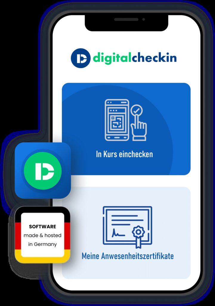 Mit der DigitalCheckIn-App können Teilnehmende in einen Kurs digital einchecken.