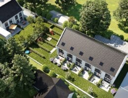 KSK-Immobilien vermittelt zwei Doppelhaushälften und sechs Reihenhäuser in Köln-Roggendorf