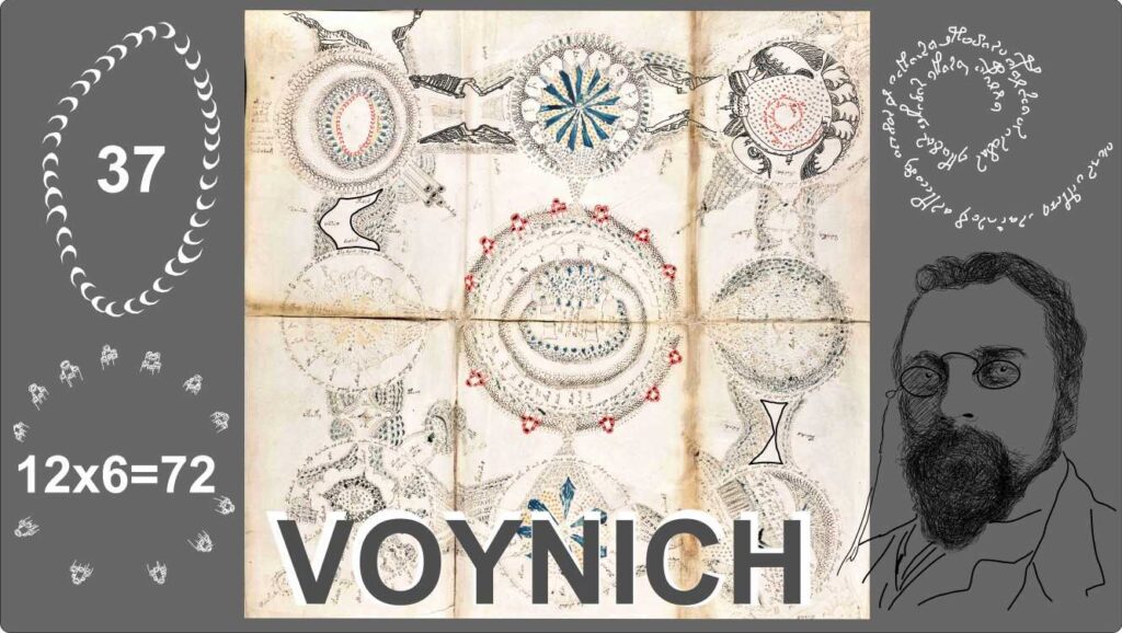 Nie gesehene Symbole und die Zahl 37 auf der sogenannten Rosettenseite des Voynich-Manuskriptes (Die Bildrechte liegen bei dem Verfasser der Mitteilung.)