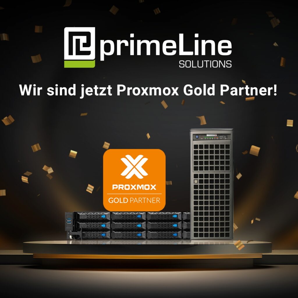 primeLine Solutions wird Proxmox Gold Partner -10% Rabatt auf Server Hardware bis Ende Februar 2024 (Die Bildrechte liegen bei dem Verfasser der Mitteilung.)