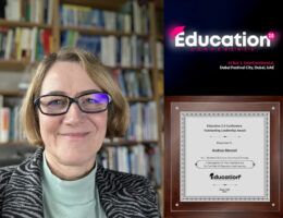 Andrea Menzel erhält den Outstanding Leadership Award auf der Education 2.0 Conference (Die Bildrechte liegen bei dem Verfasser der Mitteilung.)