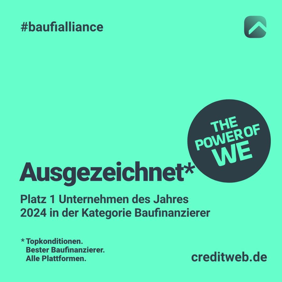 creditweb GmbH ausgezeichnet als "Unternehmen des Jahres 2024" in der Kategorie Baufinanzierer  (© )