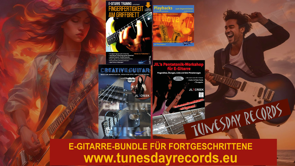 Wer ein E-Gitarre Buch sucht wird spannende Lehrwerke beim Tunesday Records Musikverlag entdecken. (Die Bildrechte liegen bei dem Verfasser der Mitteilung.)