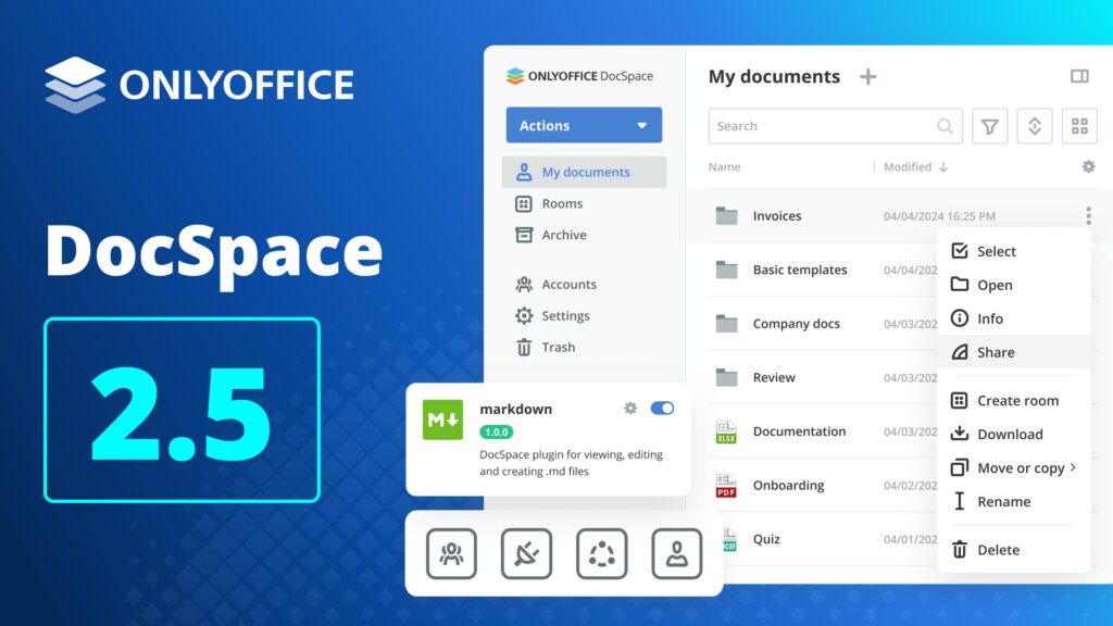 Die neue Version von ONLYOFFICE DocSpace bietet zahlreiche Neuerungen auf der gesamten Plattform.