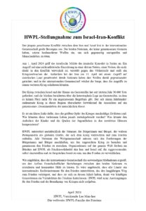 HWPL Statement zu Israel-Iran-Konflikt (Die Bildrechte liegen bei dem Verfasser der Mitteilung.)